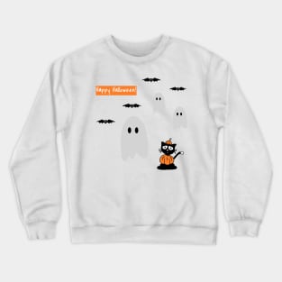 Happy Halloween Pumpkin, Ghosts & Bats Sticker Pack Crewneck Sweatshirt